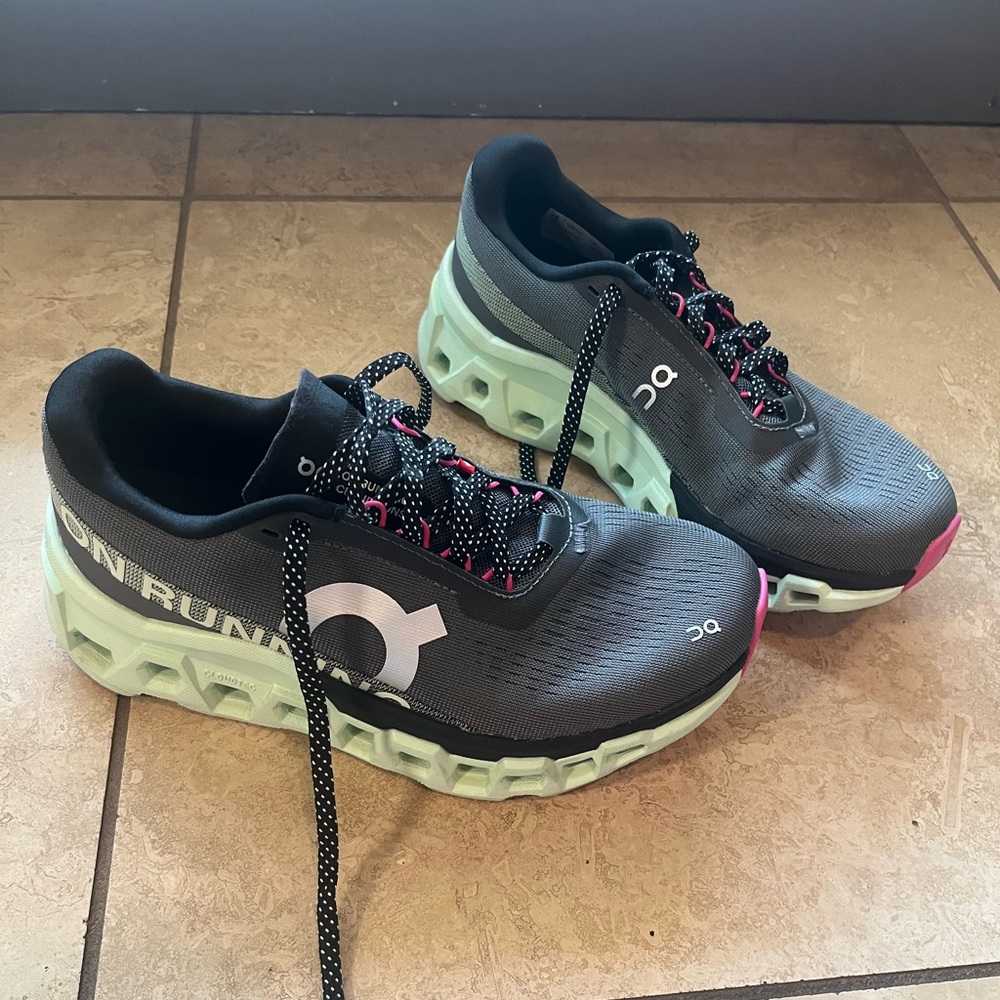 On Running Charcoal and Mint Athletic Shoes